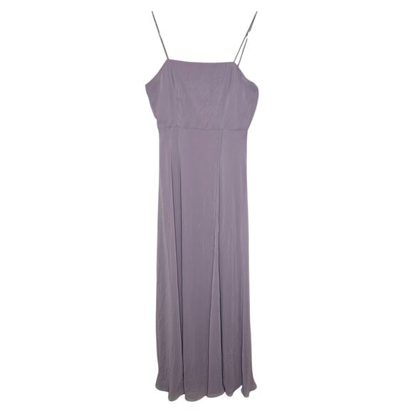 Lovely NWT Lilac Purple Square Neck Chiffon Maxi Dress with Front Slit Formal 6 - Picture 1 of 7